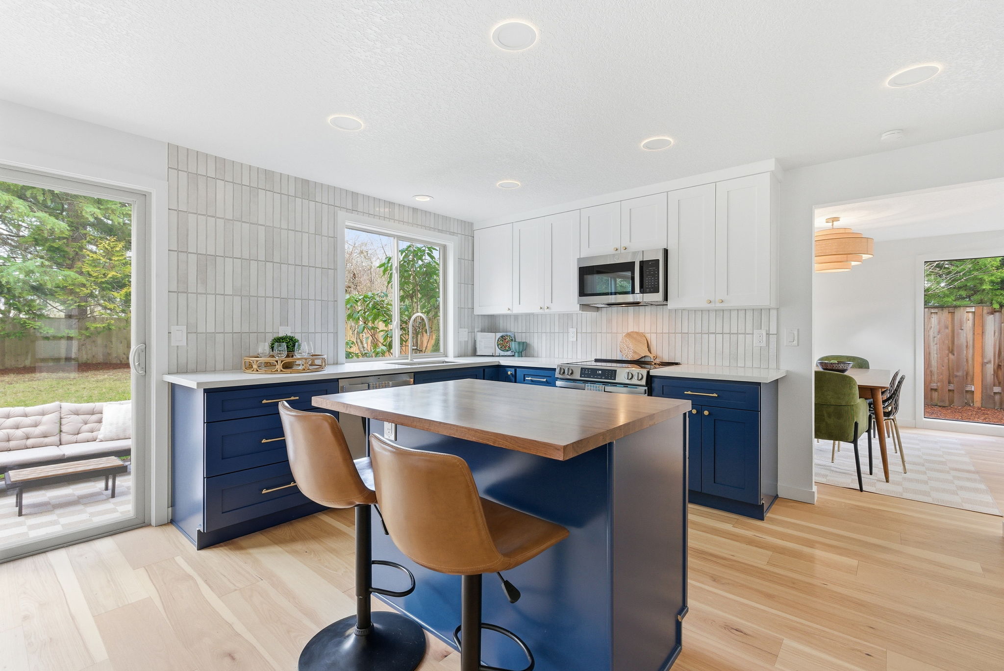 Artesian kitchen with blue island