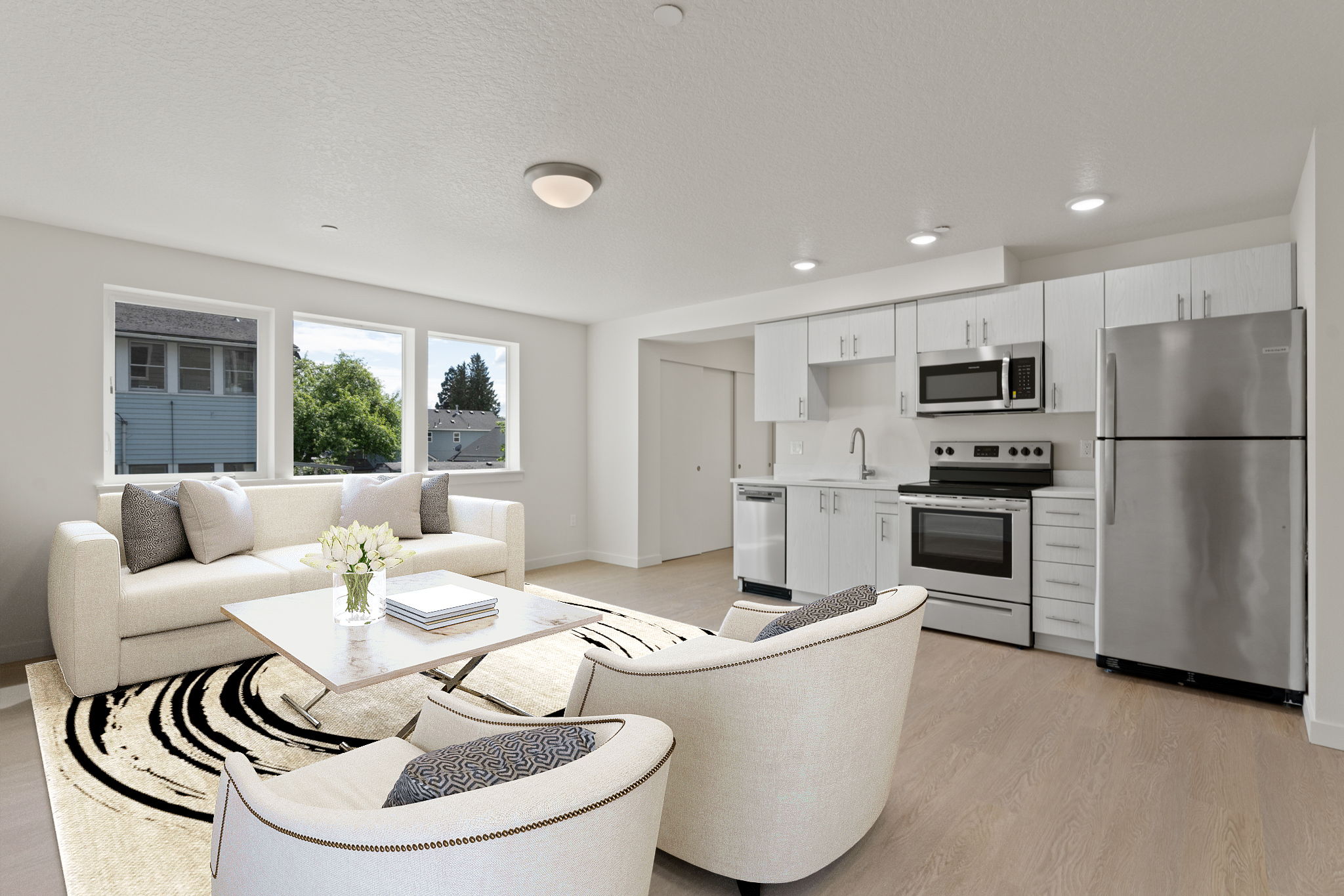 Duke Henry Flats kitchen and living area