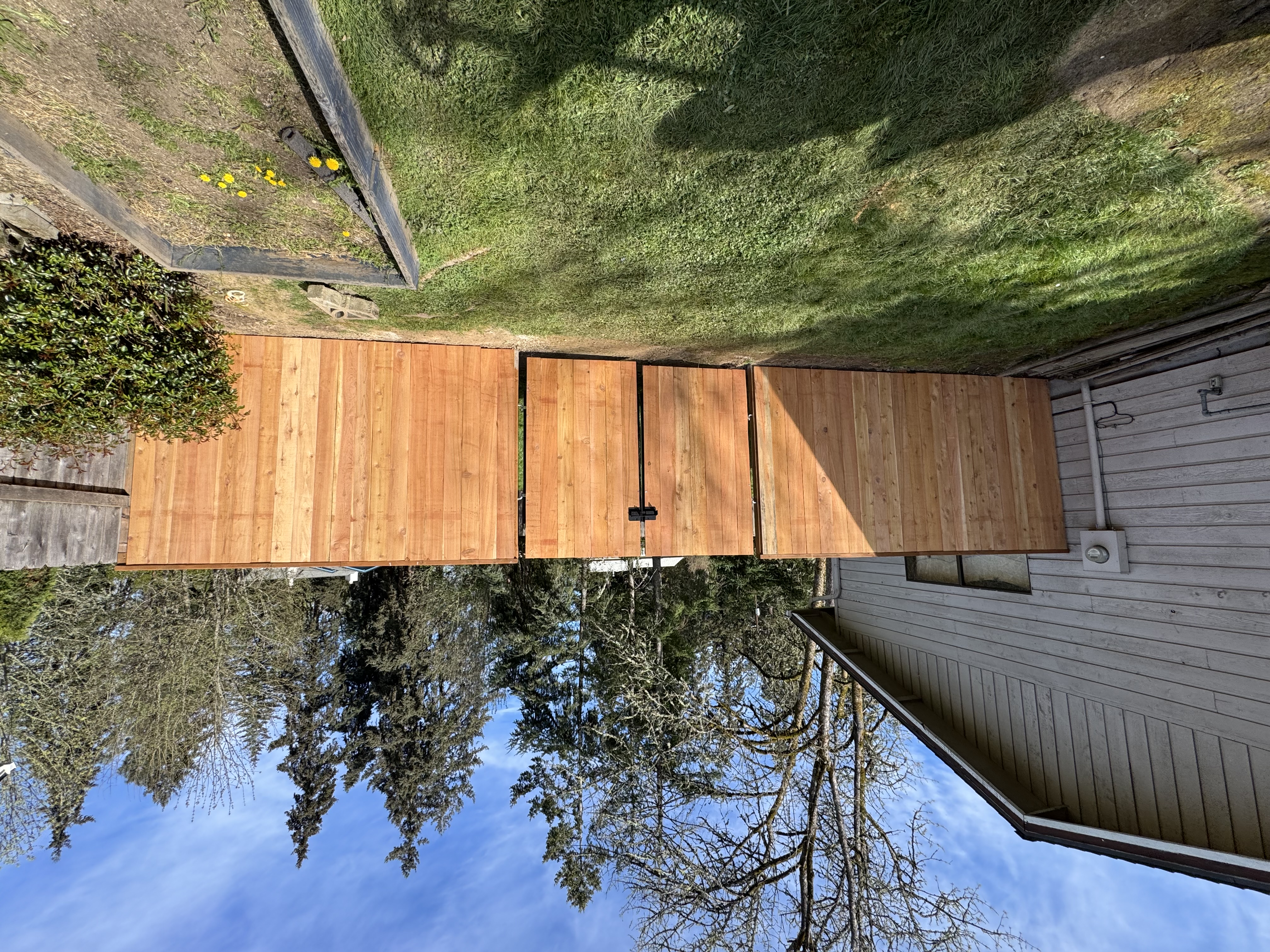 Cedar gate with decorative hardware