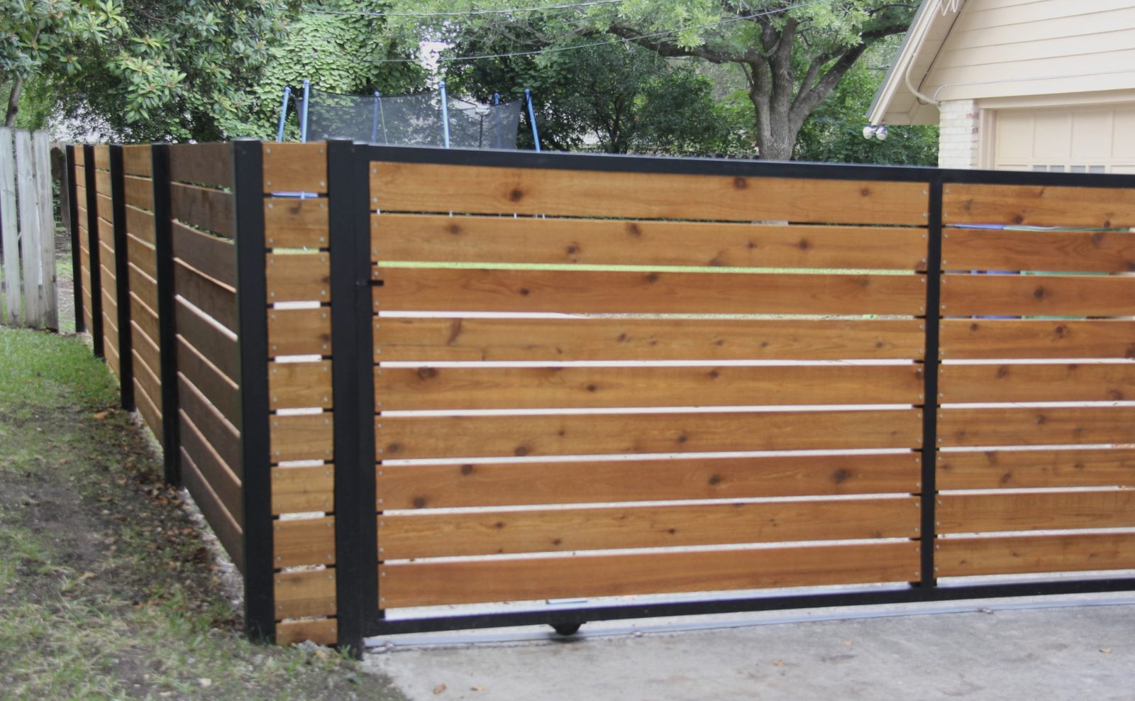 Modern horizontal cedar fence
