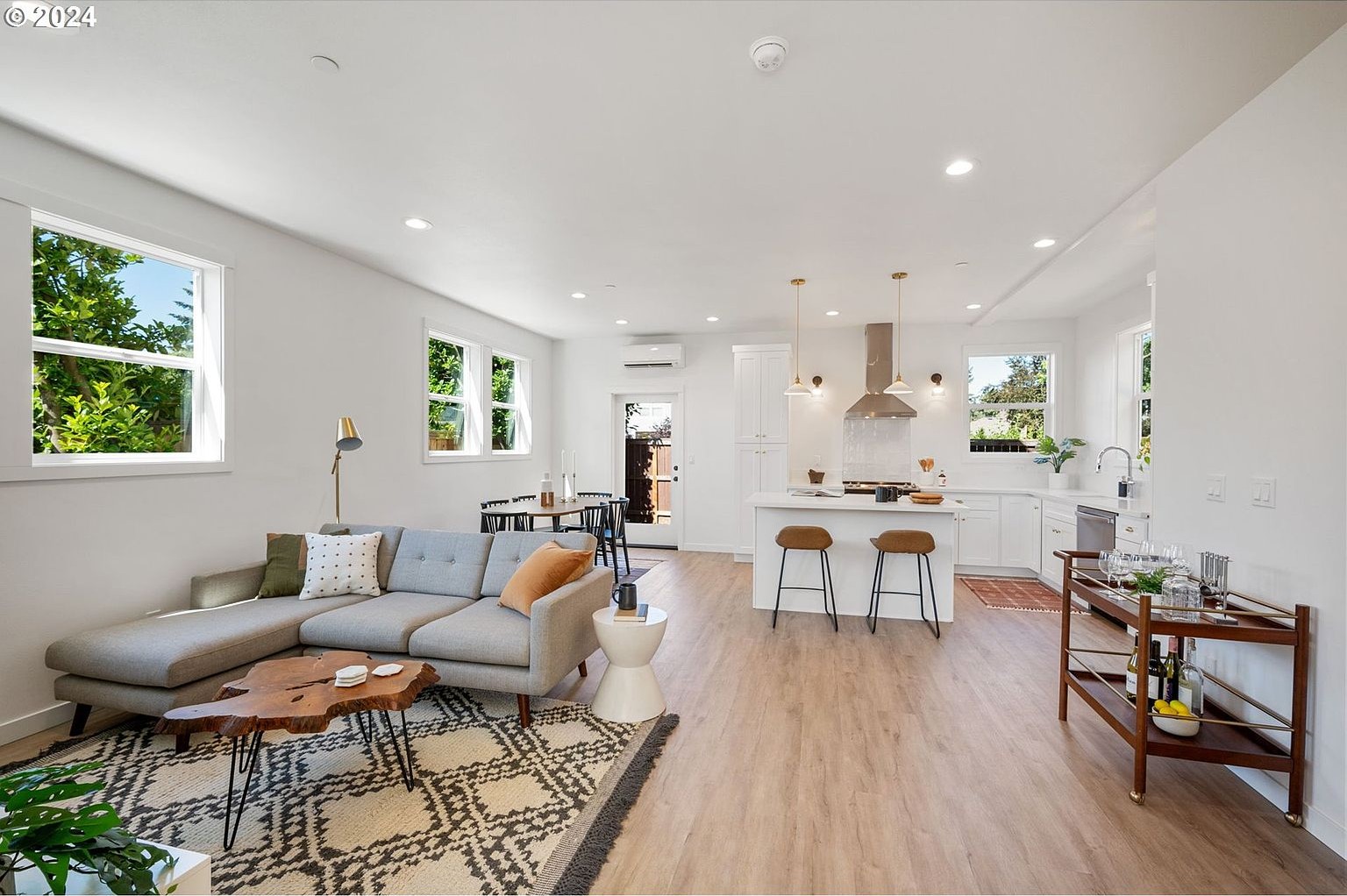 Open living and dining area