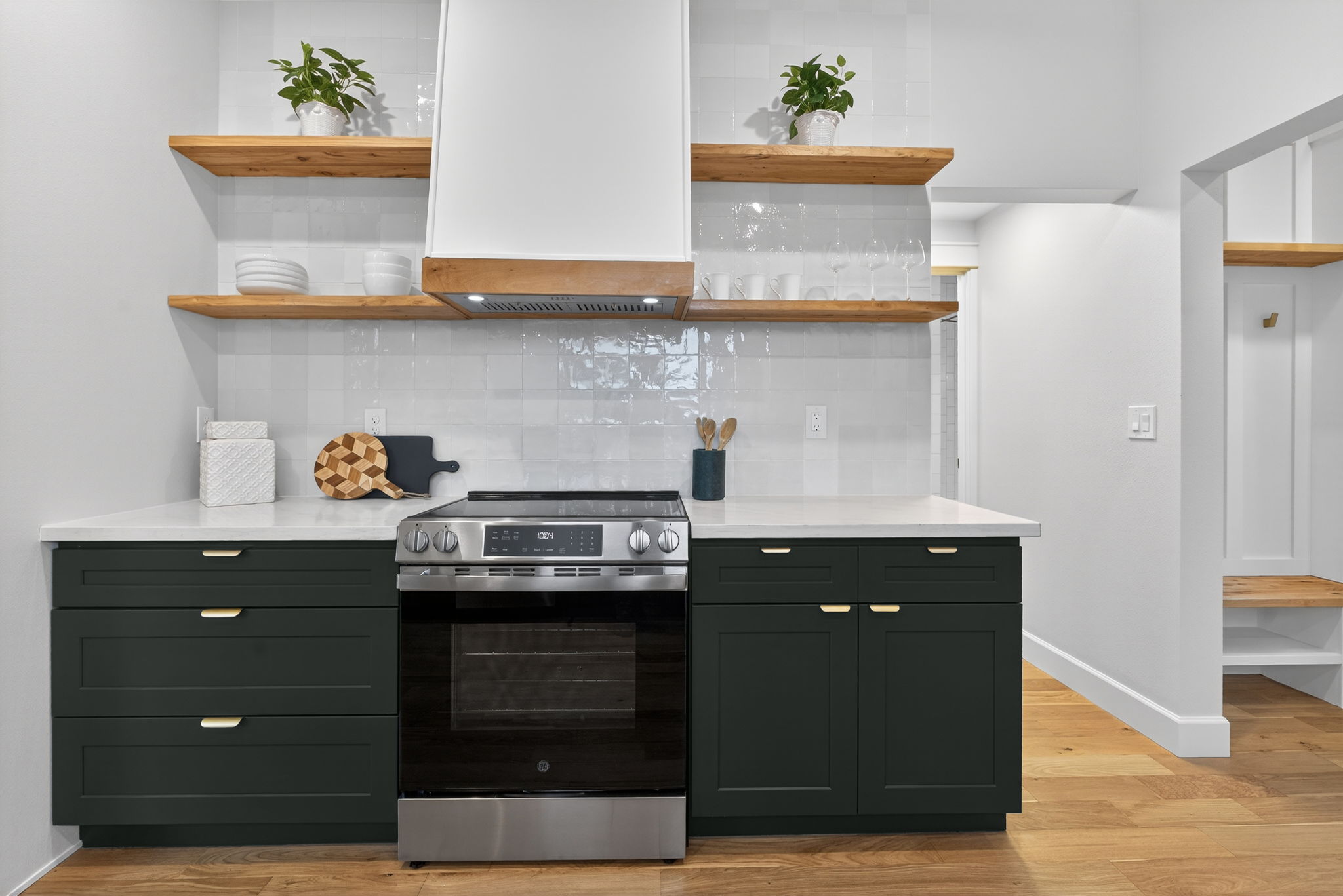 Rosa Parks kitchen range with open shelving
