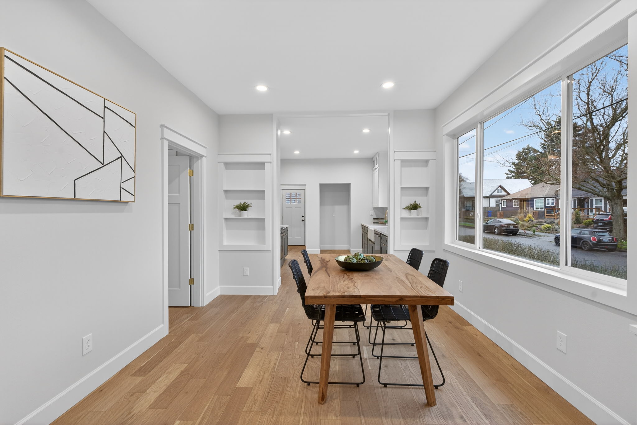Rosa Parks dining room with built-in shelving